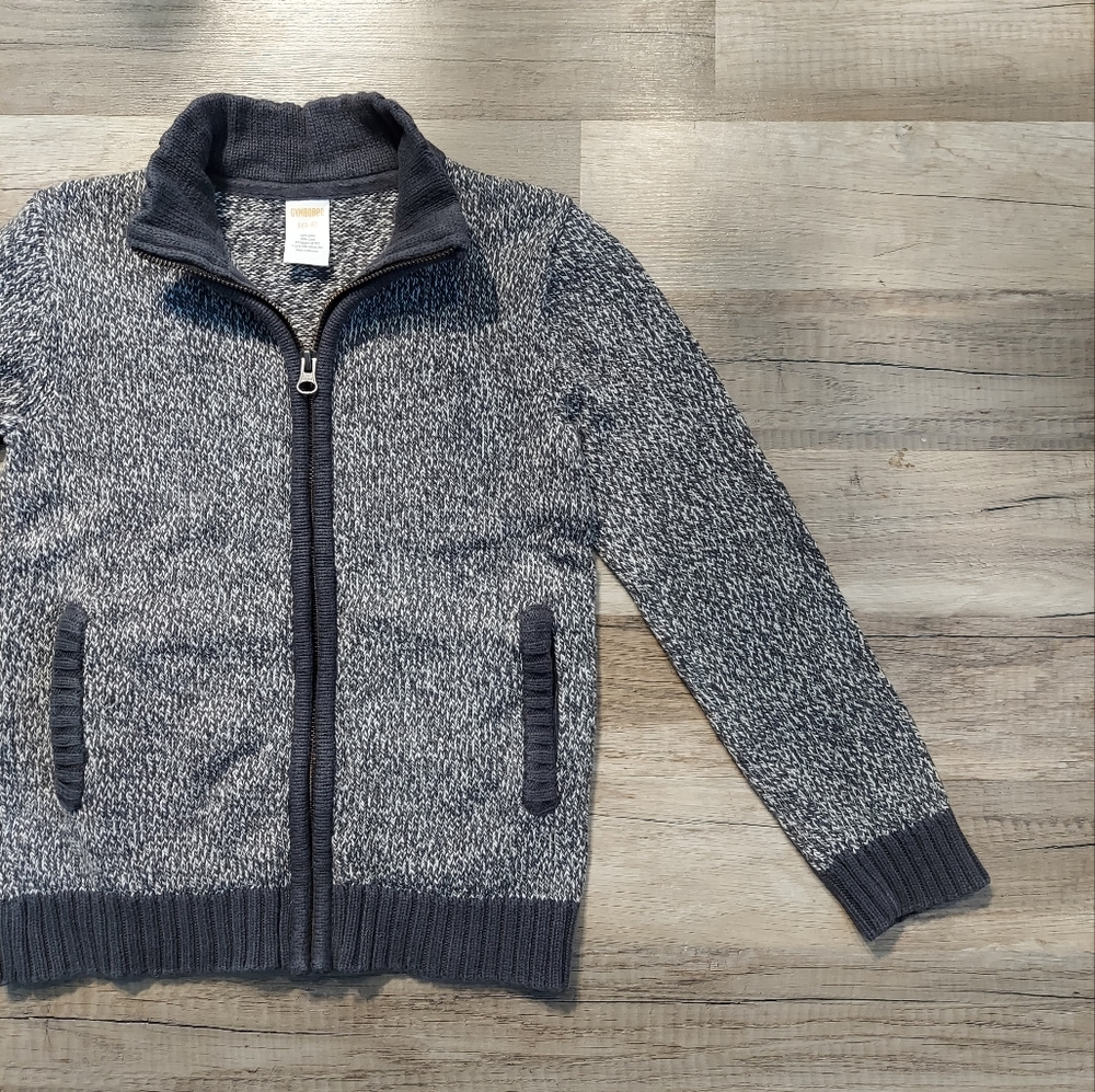 Kids Gymboree Zip Up Cardigan 5 6 Gray White Mixed Knit